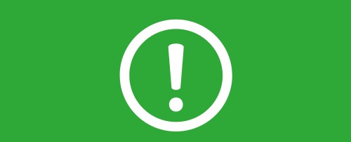White vector illustration of an exclamation point on a green background