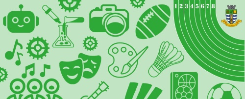 Vector images of various extra curricular clubs including sports, arts and music 