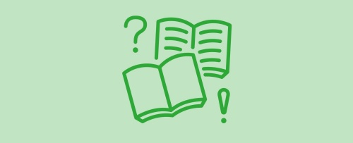 Green vector illustration of two books on a light green background