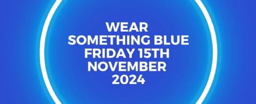 Wear something blue 15th november white text on a blue background