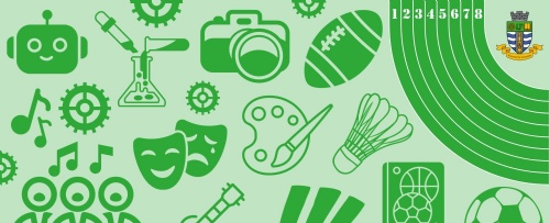 Vector images of various extra curricular clubs including sports, arts and music 