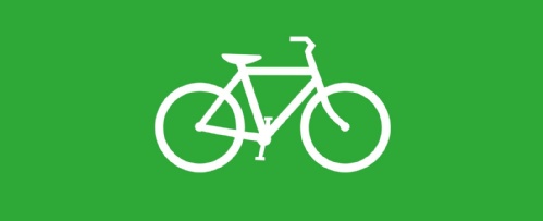 white vector of a bike on a green background