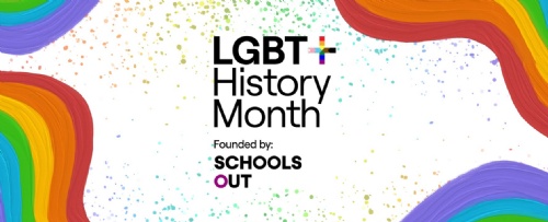LGBTQ+ History Month Official logo with the rainbow colours